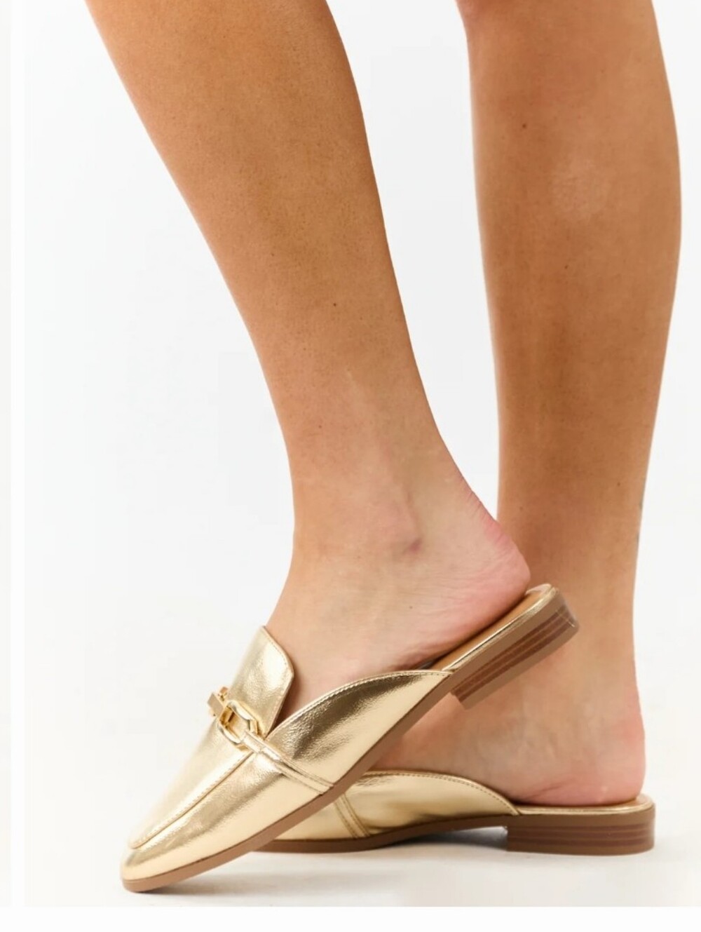 Soda Gold Metallic Slip-On Loafer Mules